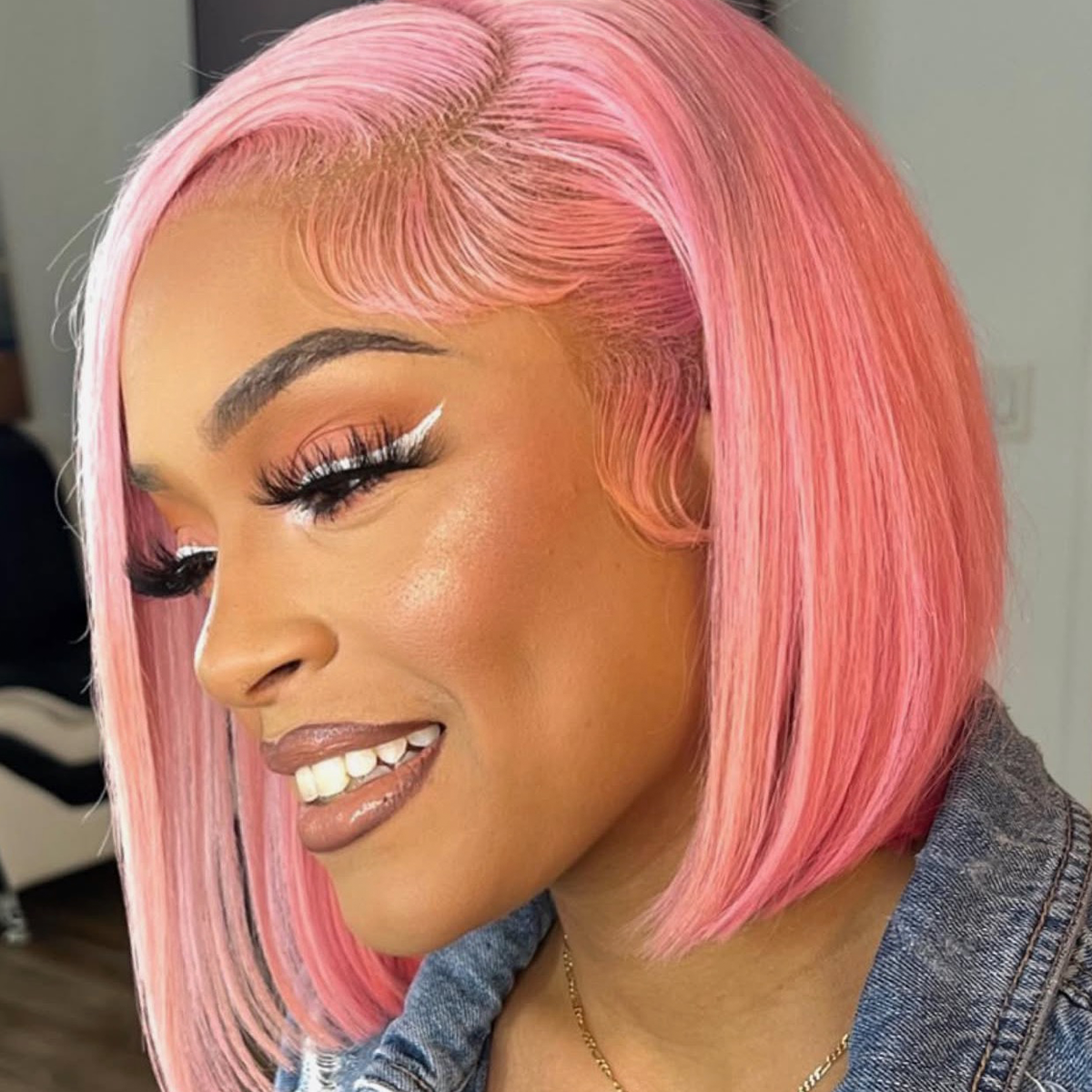 "Rose" Pink Bob Wig